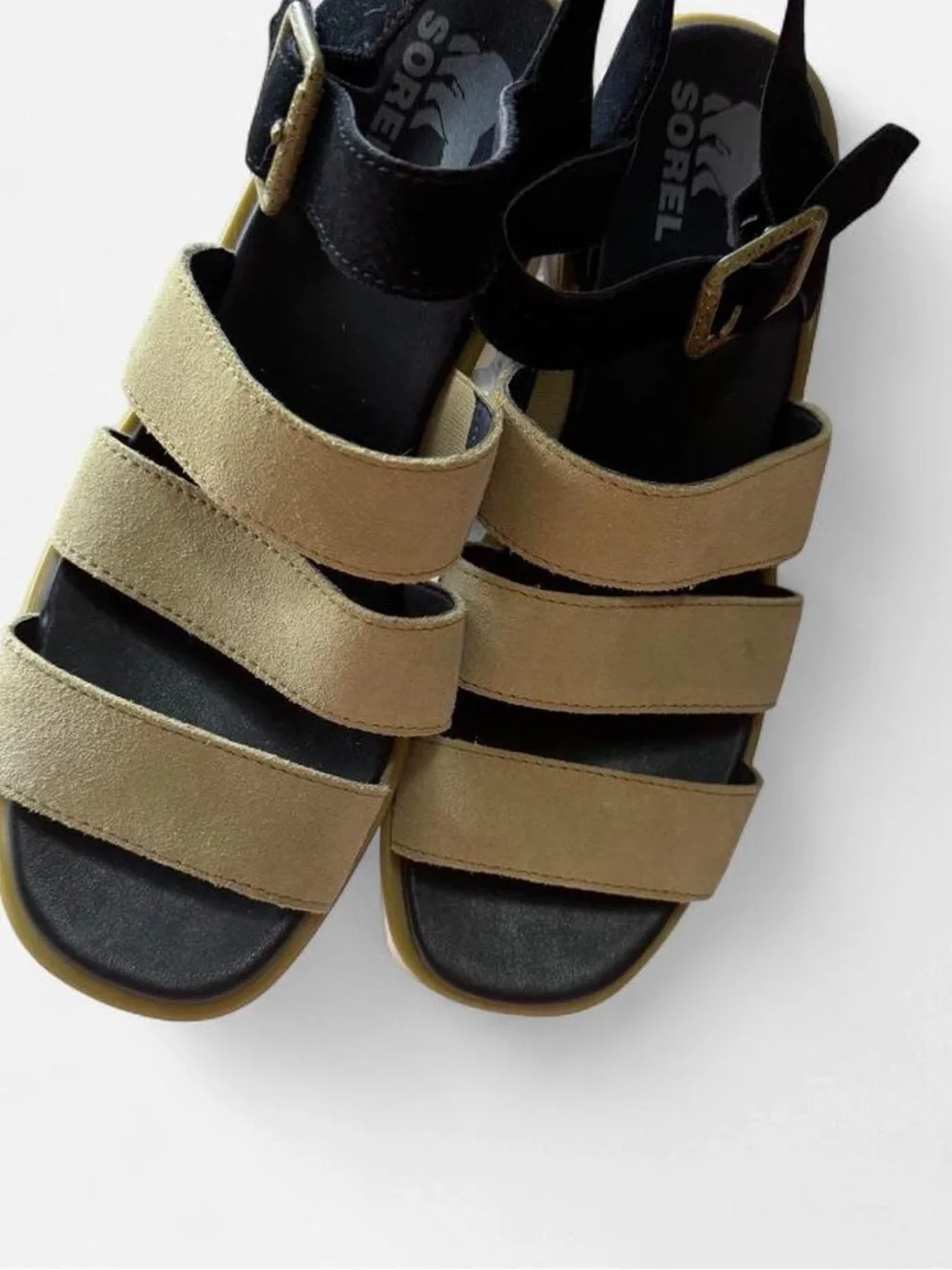 Sorels Women’s Two-Tone Suede Strap Sandals - Black & Olive